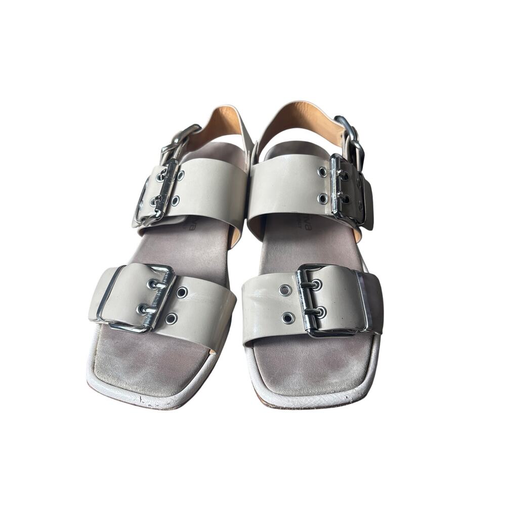 Laura Bellariva Taupe Double Strap Buckle Sandal Sz 5.5